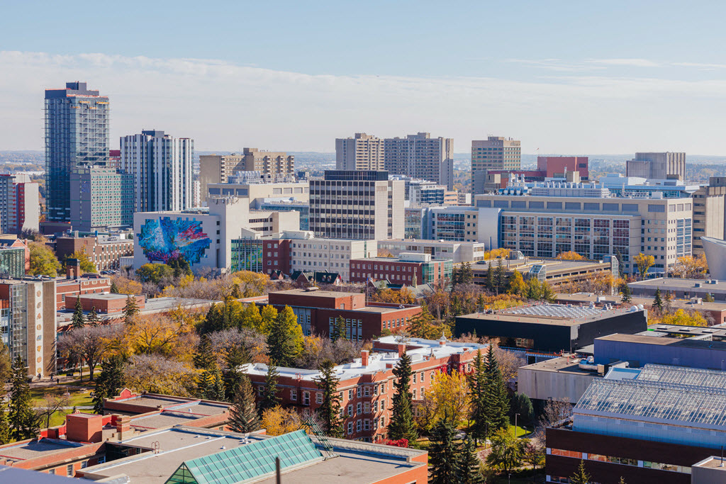 Aerial view of University of Alberta