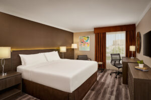 Varscona Hotel room showing the sleeping area