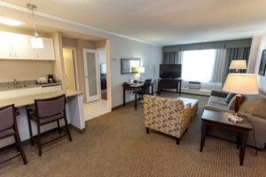 One bedroom suite with kitchenette and living room